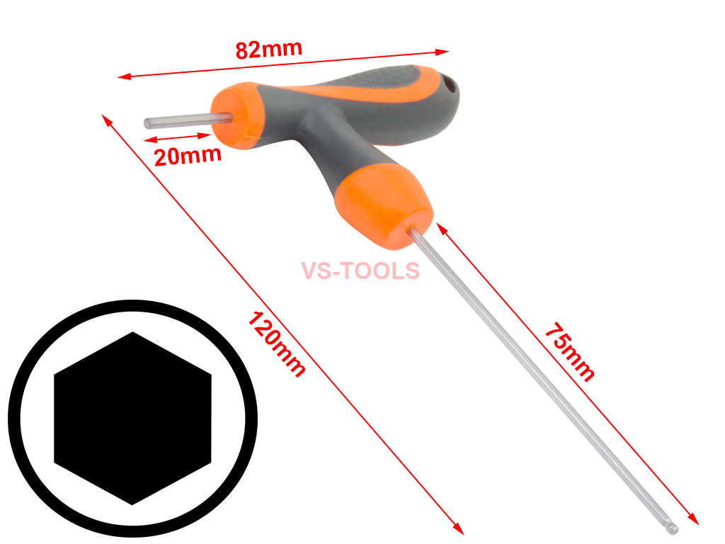 2mm THandle Hexagon Torque 6Point Hex Key CRV TPR Screwdriver